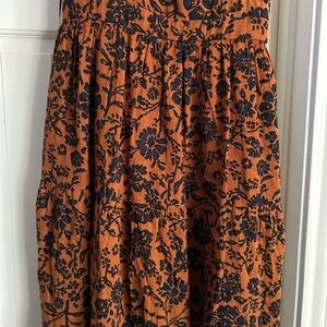 Blue Rain Terracotta and Navy Floral Midi Dress